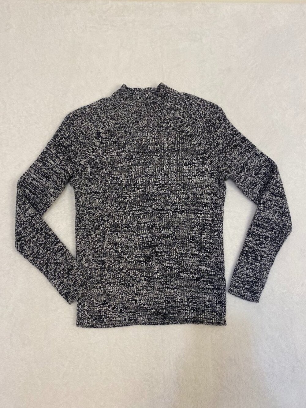Studio Works Petite Gray Knit Mockneck Sweater Women's Size Medium Cozy Winter